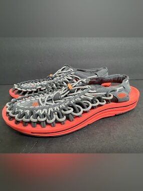 Keen Womens Uneek Sandal Size 8 Gray Coral Sporty Bungee Cord Sneaker Water Shoe